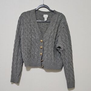 H&M Charcoal Cable Knit Cardigan